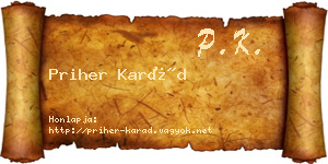 Priher Karád névjegykártya